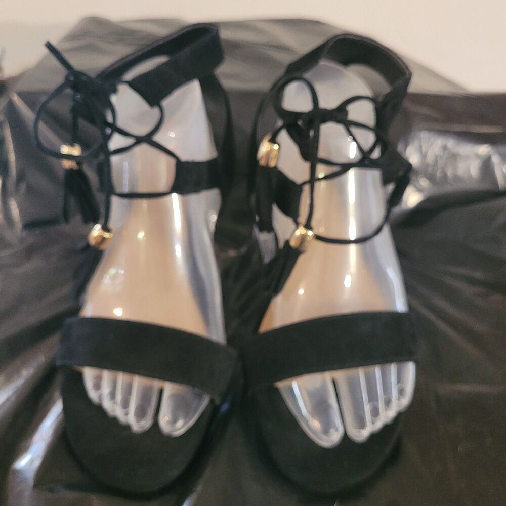 Merona Women’s Black Open Toe Mavis Gladiator Ghillie Laces Sandals Size 8
